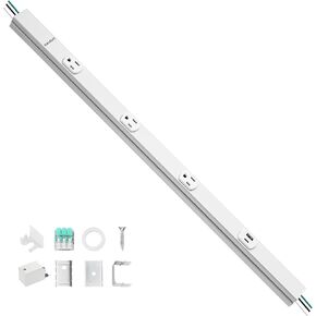 SURAIELEC 24 in Hardwired Under Cabinet Power Strip with USB-A & USB-C, 3 TR Outlets, Custom Length Plug Molding Under Cabinet, Seamless Outlet Strip for Kitchen Cabinets, Workshop, ETL Listed, White in Saudi Arabia