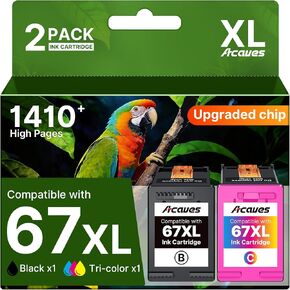 67XL Ink Cartridges for HP Ink 67 Compatible for HP 67 Ink Cartridges Black/Color Combo Pack Work with DeskJet 2827e 4227e 2855e 2842e 2755e 4155e 2755 2852e Envy 6055e 6000 6455e (1 Black, 1 Color) in Kuwait
