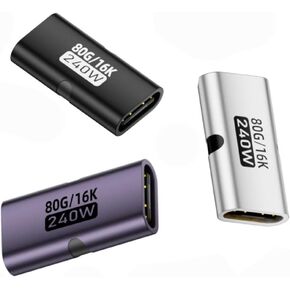 وصلة USB-C بسرعة 80 جيجابت في الثانية، وموسع محول USB من النوع C أنثى إلى أنثى بقوة 240 وات يدعم الشحن السريع PD بقدرة 240 وات، ونقل البيانات بسرعة 80 جيجابت في الثانية، وإخراج فيديو بسرعة 8 كيلو عند 60 هرتز. (3 عبوات) in Kuwait