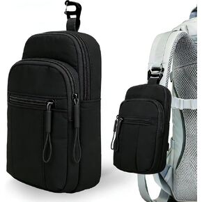 Backpack Strap Pouch Strap Pack，Waterproof Backpack Strap Pocket Attachment Bag for Hikers，Cell Phone Pouch, Phone Holster Holder for Women Belt, Backpack Accessories，Cell Phone Bag，Black in Saudi Arabia