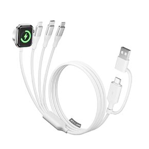 A-Pce لأساسيات السفر، كابل USB C 4 في 2 لشاحن الساعة/لشاحن iPhone 17-11/Android/الهاتف/لأجهزة AirPods، كابل مجدول من النايلون متعدد الشحن، أساسيات التخييم في العطلات (أبيض - 4 أقدام) in Kuwait