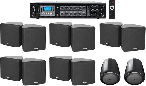 6-Zone Amp+10 3.5" Black Cube+2 JBL Pendant Speakers for Restaurant/Bar/Cafe in Saudi Arabia