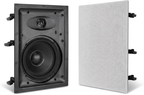 Herdio 6.5 Inch 2-Way in-Wall Speaker for Whole House Surround Audio, 1" Silk Dome Tweeter, Magnetic Paintable Mesh Cover, Compatible with Whole House Audio or Home Theater, Single White in Saudi Arabia