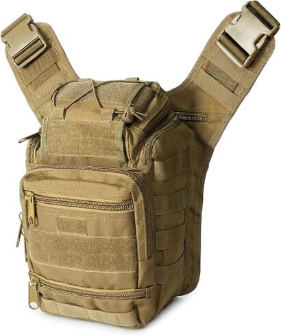 Tactical Sling Backpack for Men，Military Sport Bag Pack Sling Shoulder Backpack Tactical Crossbody Bag EDC Molle Assault Range Bag Chest Pack for Hiking Camping Outdoor - Khaki in Saudi Arabia