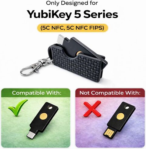 حافظة حماية لمفتاح أمان USB-C مع مشبك سلسلة مفاتيح - متوافقة مع سلسلة YubiKey 5 (5C NFC، 5C NFC FIPS) - من HenBiTech in Saudi Arabia