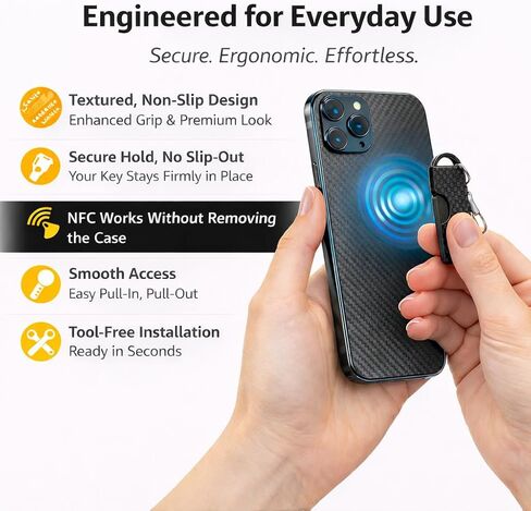 حافظة حماية لمفتاح أمان USB-C مع مشبك سلسلة مفاتيح - متوافقة مع سلسلة YubiKey 5 (5C NFC، 5C NFC FIPS) - من HenBiTech in Saudi Arabia