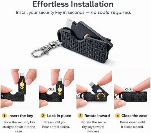 حافظة حماية لمفتاح أمان USB-C مع مشبك سلسلة مفاتيح - متوافقة مع سلسلة YubiKey 5 (5C NFC، 5C NFC FIPS) - من HenBiTech in Saudi Arabia