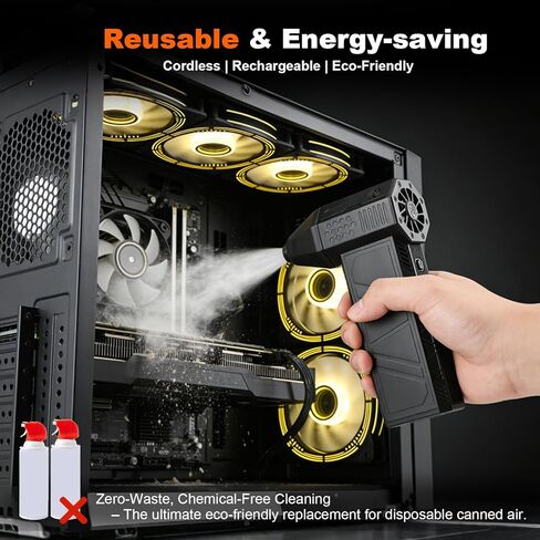 X3Max Compressed Air Duster 2026 Upgraded - 180000 RPM Brushless Electric Blower, 3-Speed Turbo, 4 Nozzles, Rechargeable Cordless Duster for Keyboard PC,Snow Leaves, Canned Air Alternative in Saudi Arabia