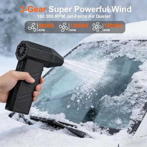 X3Max Compressed Air Duster 2026 Upgraded - 180000 RPM Brushless Electric Blower, 3-Speed Turbo, 4 Nozzles, Rechargeable Cordless Duster for Keyboard PC,Snow Leaves, Canned Air Alternative in Saudi Arabia