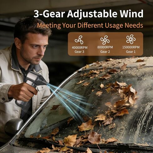 Electric Air Duster-150000RPM Compressed Air Duster with LED Display, 8000mAh Super Power Cordless Air Duster, 3-Gear Brushless Motor Blower, 5-in-1 Cleaning Kit for PC, Keyboard, Car, Outdoor in Saudi Arabia