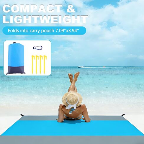 Decorwell Beach Blanket Waterproof Sandproof 83"x107" 1-6 Adults Extra Large Beach Mat Quick Drying Outdoor Picnic Mat Beach Accessories for Travel, Camping, Hiking in Saudi Arabia