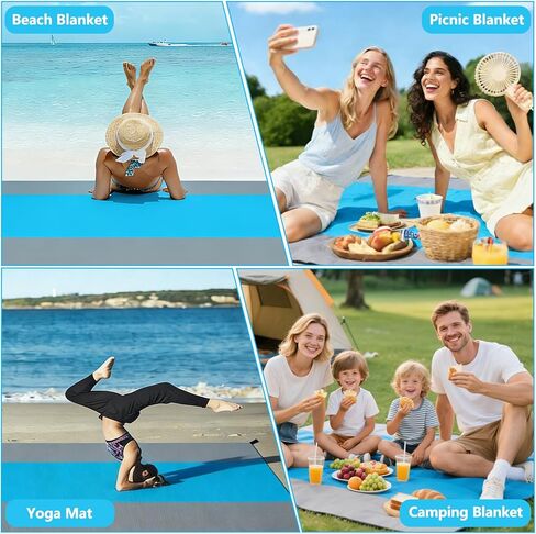 Decorwell Beach Blanket Waterproof Sandproof 83"x107" 1-6 Adults Extra Large Beach Mat Quick Drying Outdoor Picnic Mat Beach Accessories for Travel, Camping, Hiking in Saudi Arabia