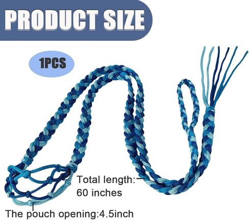 Balearic Shepherd Sling, Colorful Handwoven Braided Shepherd Sling with Fishing Net Design, 63" Roman Greek Throwing Sling for Stone & Ball in Saudi Arabia
