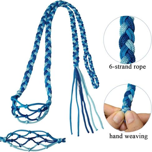 Balearic Shepherd Sling, Colorful Handwoven Braided Shepherd Sling with Fishing Net Design, 63" Roman Greek Throwing Sling for Stone & Ball in Saudi Arabia