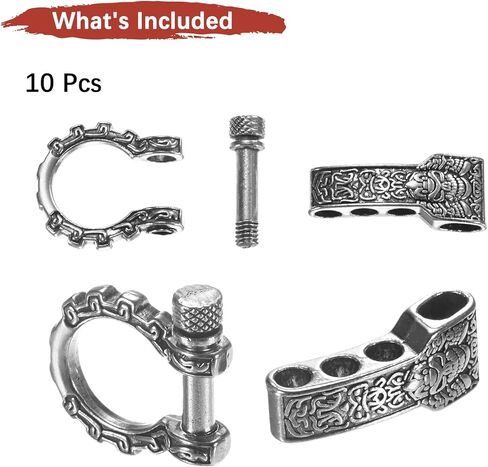 Paracord Bracelet Shackle Buckle [10PCS] - Adjustable Metal Pattern Bow Shackle Use for Survival Bracelets Belt & Outdoor Rope - [Silver-Round Head] Screw Pin Anchor Buckles in Saudi Arabia