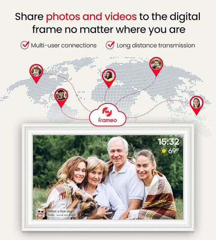 BIGASUO 15.6" Digital Picture Frame, 64GB WiFi Digital Frame Frameo with 1920x1080 FHD IPS Touch Screen, Share Photos Videos via Frameo App, Support SD/USB Drive, Best Gifts for Parents/Grandparents in Saudi Arabia