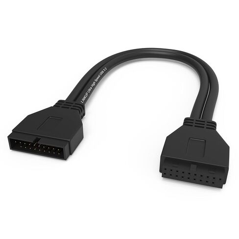 LINKUP - USB 3.2 Gen 2 (USB 3.1) محول داخلي 20 دبوس رأس اللوحة الأم ذكر إلى أنثى 10 جيجابت في الثانية لمنافذ USB-A للكمبيوتر الشخصي - النوع الداخلي - أسود 24 سم in Kuwait