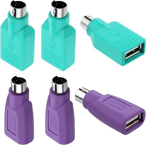 6 قطع PS/2 إلى USB A محول ذكر إلى أنثى محول لوحة المفاتيح 2 لون USB أنثى إلى PS/2 ذكر محول للماوس ولوحة المفاتيح PS-2 جاك USBs بديل التوصيل لأجهزة الكمبيوتر المكتبية والكمبيوتر المحمول والكمبيوتر المحمول in Kuwait