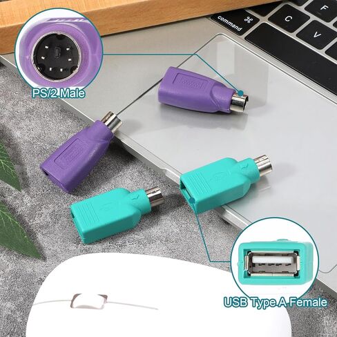 6 قطع PS/2 إلى USB A محول ذكر إلى أنثى محول لوحة المفاتيح 2 لون USB أنثى إلى PS/2 ذكر محول للماوس ولوحة المفاتيح PS-2 جاك USBs بديل التوصيل لأجهزة الكمبيوتر المكتبية والكمبيوتر المحمول والكمبيوتر المحمول in Kuwait
