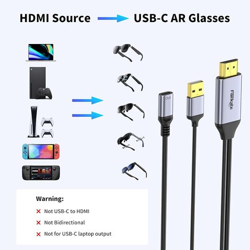 fairikabe HDMI to USB C Female Adapter 4K@60Hz, HDMI Source to USB-C Monitor & AR Glasses Converter, Compatible with Viture, Xreal, RayNeo, Rokid, for PS5, Xbox, Switch, Steam Deck Dock in Saudi Arabia