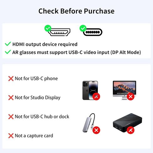 fairikabe HDMI to USB C Female Adapter 4K@60Hz, HDMI Source to USB-C Monitor & AR Glasses Converter, Compatible with Viture, Xreal, RayNeo, Rokid, for PS5, Xbox, Switch, Steam Deck Dock in Saudi Arabia
