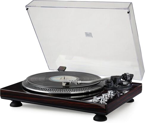 High-Fidelity Vinyl Record Player, Bluetooth Turntable with Magnetic Cartridge, 2-Speed Belt Drive Wood Vintage Player with Auto-Return, Adjustable Counterweight, Pitch Control & Preamp in Saudi Arabia
