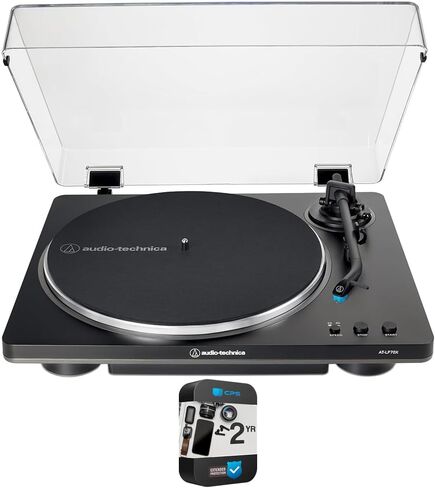قرص دوار أوتوماتيكي بالكامل يعمل بالحزام من Audio-Technica AT-LP70X-BG، حزمة سوداء/فضية مع حزمة حماية ممتدة لمدة عام in Saudi Arabia