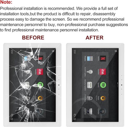 New Touch Screen Glass Digitizer Replacement for Control4 C4-WALL10-WH 10.1inch Touchscreen Front Glass Panel with Repair Tools (with Frame,NO LCD Display) in Saudi Arabia