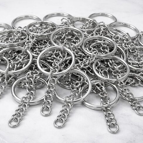 حلقة مفاتيح مقسمة من Mandala Crafts مع مجموعة سلسلة - حلقات سلسلة مفاتيح مع حلقات قفز مفتوحة لسلاسل المفاتيح - مجموعة سلسلة مفاتيح مع دبابيس عين لولبية لحرف سلسلة المفاتيح المصنوعة من الراتنج 0.6 بوصة إلى 1.2 بوصة 300 قطعة in Saudi Arabia
