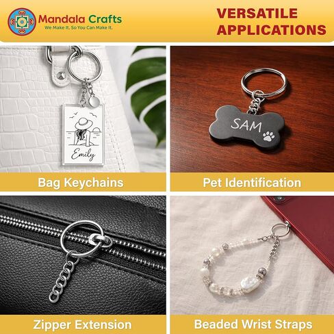 حلقة مفاتيح مقسمة من Mandala Crafts مع مجموعة سلسلة - حلقات سلسلة مفاتيح مع حلقات قفز مفتوحة لسلاسل المفاتيح - مجموعة سلسلة مفاتيح مع دبابيس عين لولبية لحرف سلسلة المفاتيح المصنوعة من الراتنج 0.6 بوصة إلى 1.2 بوصة 300 قطعة in Saudi Arabia