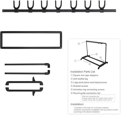 Multiple Guitar Stand Rack for 5 Guitars, Folding Guitar Stand with Thick Rubber Padding, Portable Guitars Display Stand, Universal Floor Guitars Rack for Classical Acoustic Electric Bass in Saudi Arabia
