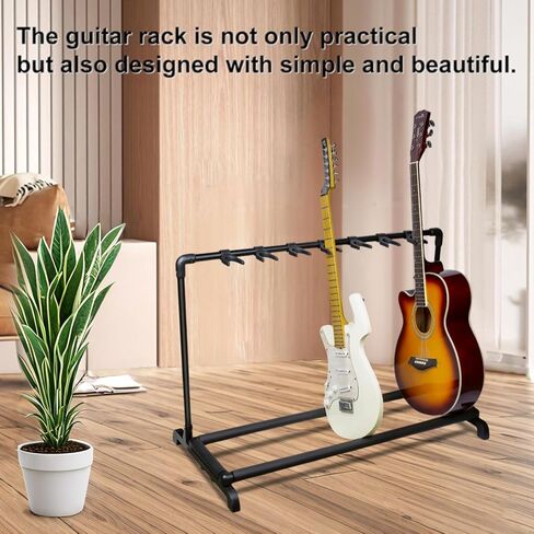 Multiple Guitar Stand Rack for 5 Guitars, Folding Guitar Stand with Thick Rubber Padding, Portable Guitars Display Stand, Universal Floor Guitars Rack for Classical Acoustic Electric Bass in Saudi Arabia