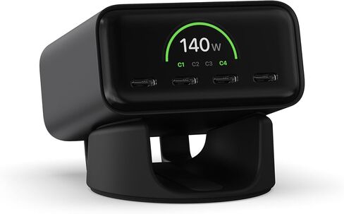 Satechi ChargeView™ 140W Desktop Charger, GaN Charging Station with Live Power Display, Four USB-C Ports, Designed for Modern Workspaces, Space Black in Saudi Arabia