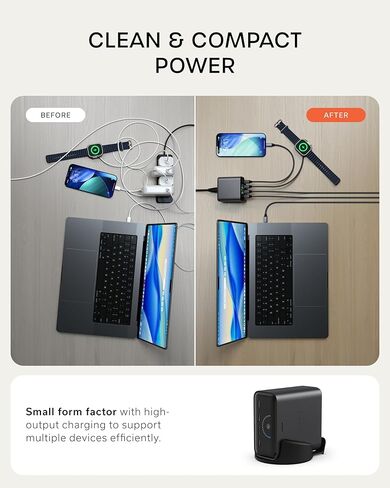 Satechi ChargeView™ 140W Desktop Charger, GaN Charging Station with Live Power Display, Four USB-C Ports, Designed for Modern Workspaces, Space Black in Saudi Arabia