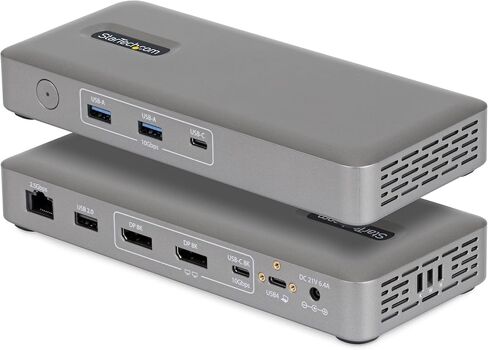 محطة إرساء StarTech USB4، بدون سائق مزدوج 4K 144 هرتز لنظام التشغيل Mac وWindows، قاعدة توصيل USB-C عالمية إلى DisplayPort مع 100 وات PD و2.5 جيجا بايت (208N-USB4-DOCK) in Saudi Arabia