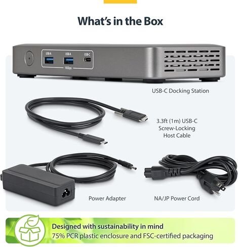 محطة إرساء StarTech USB4، بدون سائق مزدوج 4K 144 هرتز لنظام التشغيل Mac وWindows، قاعدة توصيل USB-C عالمية إلى DisplayPort مع 100 وات PD و2.5 جيجا بايت (208N-USB4-DOCK) in Saudi Arabia