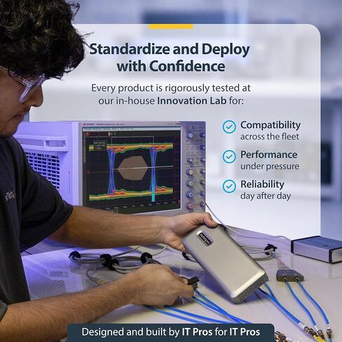 محطة إرساء StarTech USB4، بدون سائق مزدوج 4K 144 هرتز لنظام التشغيل Mac وWindows، قاعدة توصيل USB-C عالمية إلى DisplayPort مع 100 وات PD و2.5 جيجا بايت (208N-USB4-DOCK) in Saudi Arabia