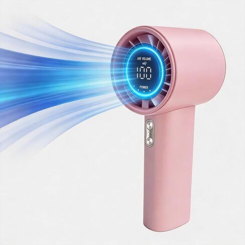 portable handheld mini fan, personal small USB fan with digital display, rechargeable fan, makeup table fan for travel, outdoor, camping, beach, cruise, air travel, female gift (Pink) in Saudi Arabia