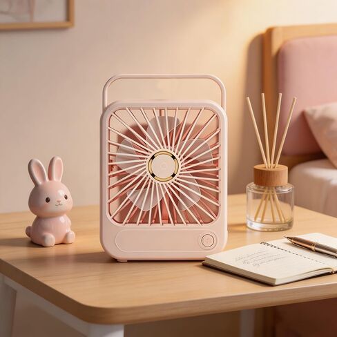 1Pc USB Portable Quiet Small Fan, Square Dual Motors Design, 5 Speed Adjustable, Powerful Airflow Cooling Fan, Personal Mini Fan for Home Office Car Outdoor Travel, 5.03x1.45x6.29 Inches,Almond White in Saudi Arabia