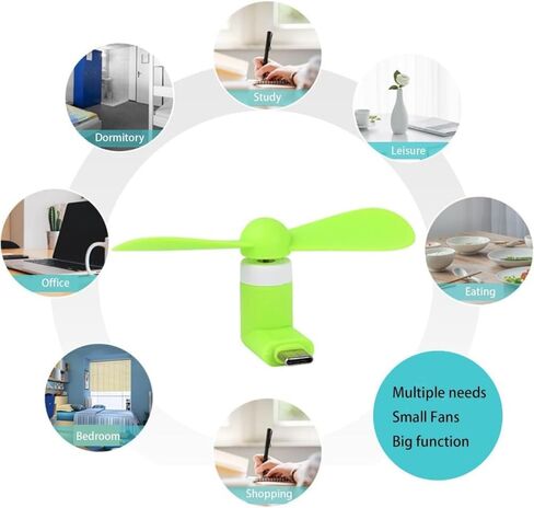 مروحة هاتف محمول صغيرة USB من النوع C، مروحة تبريد صامتة للسفر في المكتب، USB من النوع C، محمولة باليد (3 عبوات) in Saudi Arabia