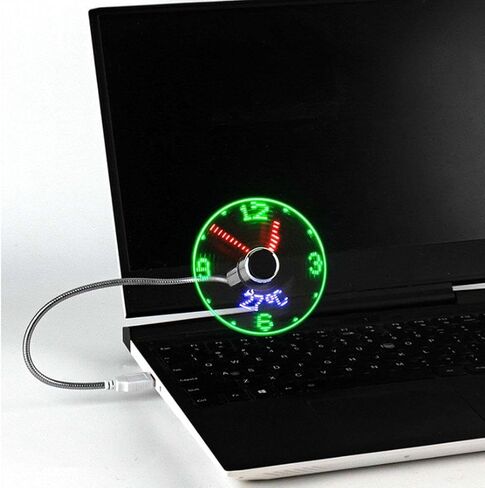 Mini USB LED Clock Fan, Hologram Clock Fan, USB Powered Desktop fan with Real Time clock and Temperature Display for Office Desk and Study Cooling ﻿ ﻿ in Saudi Arabia