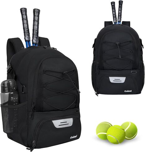 Goloni Tennis Backpack, Tennis Bag with Fence Hook & Ventilated Shoe Compartment, Holds 2 Tennis Rackets in Saudi Arabia