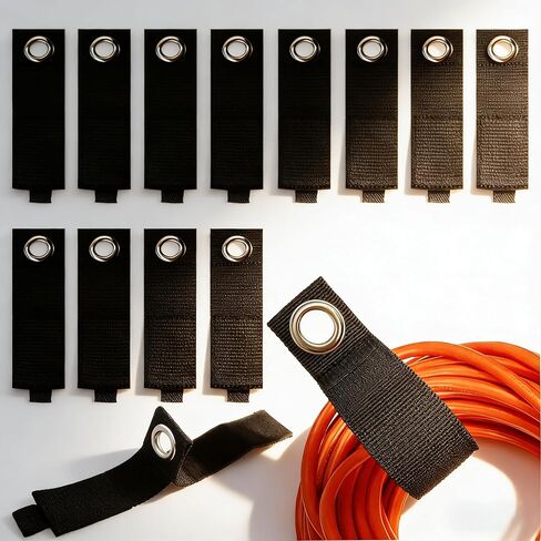 12 Pack Heavy Duty Storage Straps, 13 Inch Extension Cord Holders & Cable Organizer with Rust-Resistant Grommet, Heavy Duty Cable Straps for Garage, Camping, RV, Home Organization in Saudi Arabia