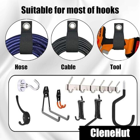 12 Pack Heavy Duty Storage Straps, 13 Inch Extension Cord Holders & Cable Organizer with Rust-Resistant Grommet, Heavy Duty Cable Straps for Garage, Camping, RV, Home Organization in Saudi Arabia