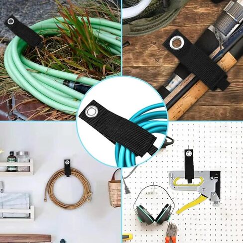 12 Pack Heavy Duty Storage Straps, 13 Inch Extension Cord Holders & Cable Organizer with Rust-Resistant Grommet, Heavy Duty Cable Straps for Garage, Camping, RV, Home Organization in Saudi Arabia