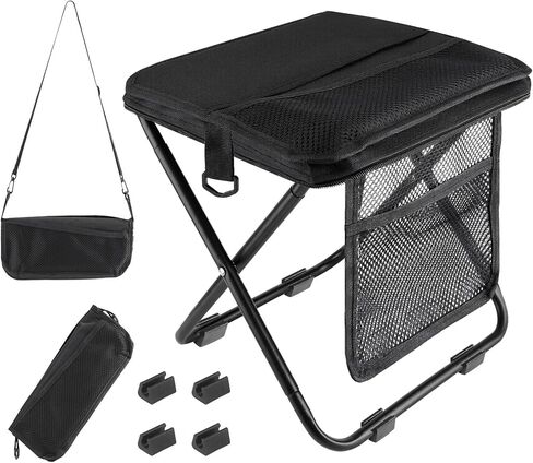 Extra Large Foldable Backpack Stool,with 3 Storage Pockets, Ideal for Camping, Hiking, Outdoor Activities and Events Maximum Weight Capacity 300 lbs (Black) in Saudi Arabia