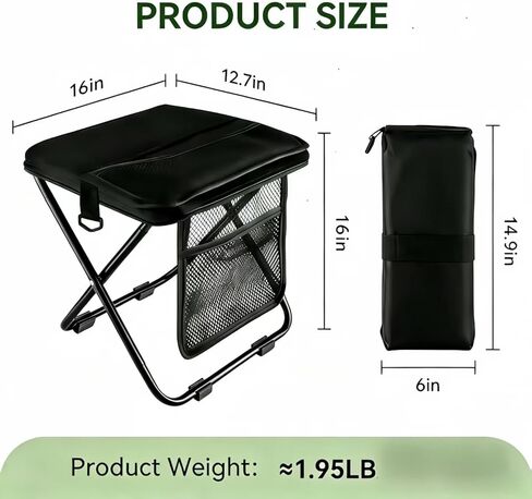 Extra Large Foldable Backpack Stool,with 3 Storage Pockets, Ideal for Camping, Hiking, Outdoor Activities and Events Maximum Weight Capacity 300 lbs (Black) in Saudi Arabia