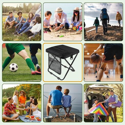 Extra Large Foldable Backpack Stool,with 3 Storage Pockets, Ideal for Camping, Hiking, Outdoor Activities and Events Maximum Weight Capacity 300 lbs (Black) in Saudi Arabia