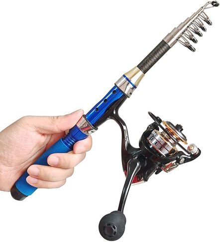 Portable 4.9Ft Telescopic Small Short Fishing Rod and Reel Combos, Shrink 13in Fishing Pole with Bag Line Hook Bait for All Season Fishing in Rivers, Lakes, Rafts, etc. in Saudi Arabia