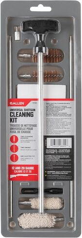 Allen Company Universal Gun Cleaning Kit - Rifle (.22-.30 Cal), Shotgun (12 & 20 Gauge), or Handgun (.22-.45 Cal) - 3-Piece & 10" Rods, Bronze Brushes, Cotton Patches, Complete Firearm Maintenance in Kuwait